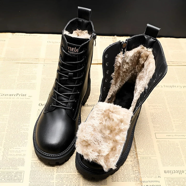 Lumi™ | Black Leather Winter Boots