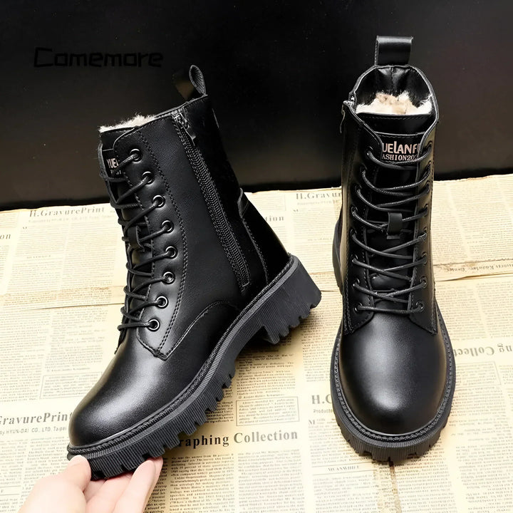 Lumi™ | Black Leather Winter Boots