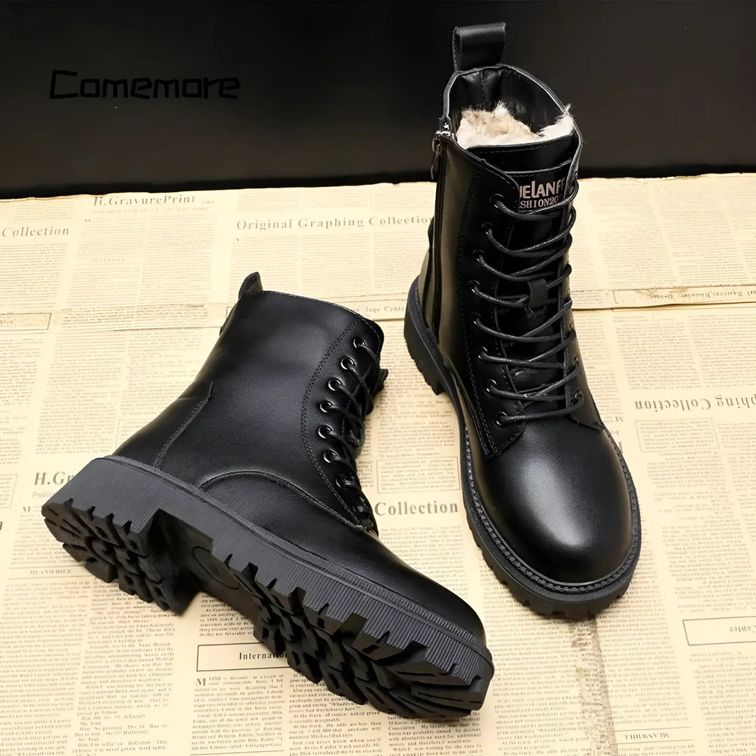 Lumi™ | Black Leather Winter Boots