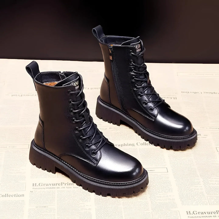 Lumi™ | Black Leather Winter Boots