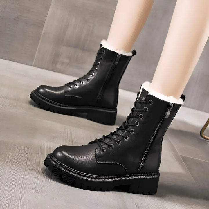 Lumi™ | Black Leather Winter Boots