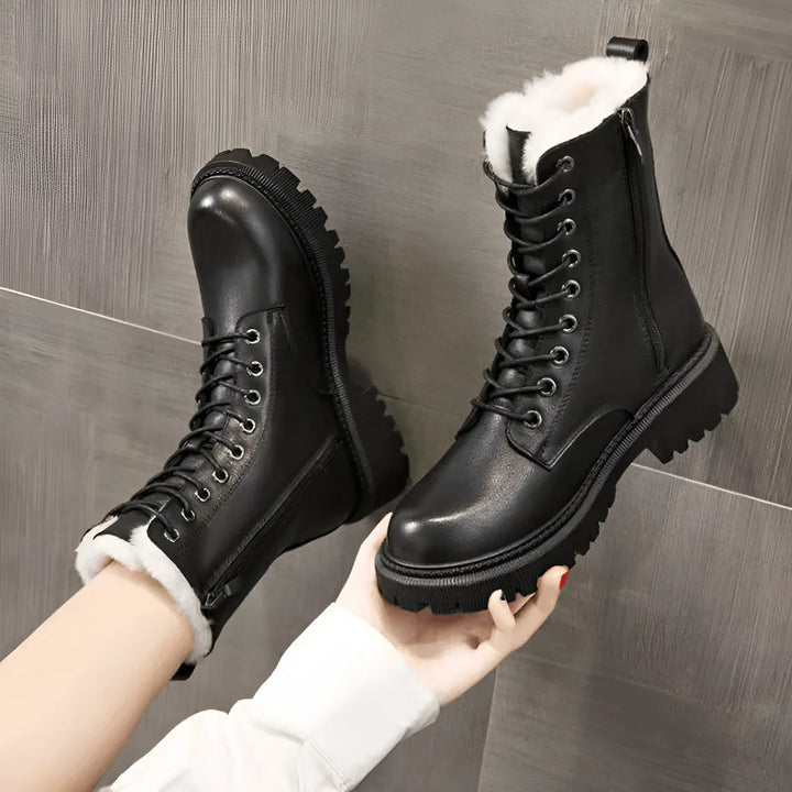Lumi™ | Black Leather Winter Boots